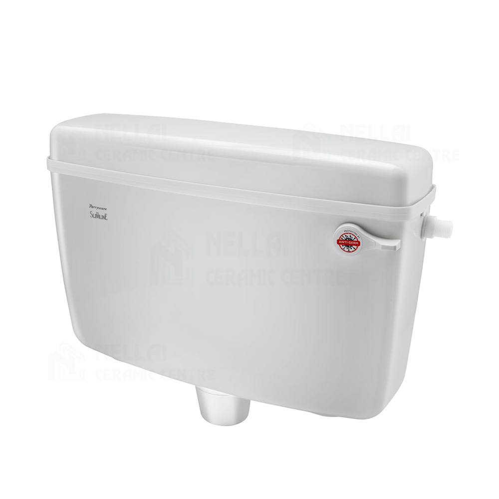 PARRYWARE SLIMLINE PVC Single Flush Tank (White) 10L for Western (WC) or Indian Commodes - E80901C